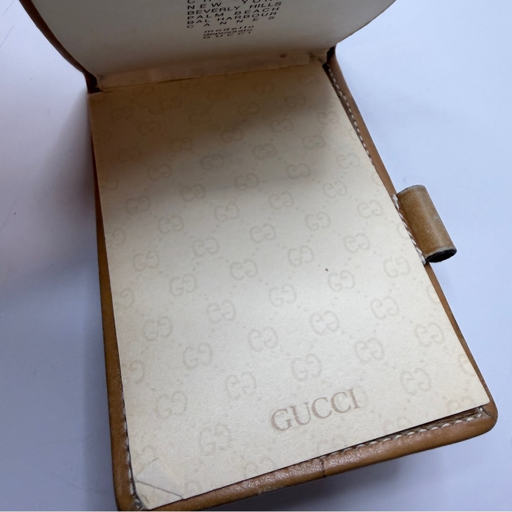 Gucci Small Signature Tan Leather Notepad Case w/ Minimal Paper & No Pen - Picture 5 of 16